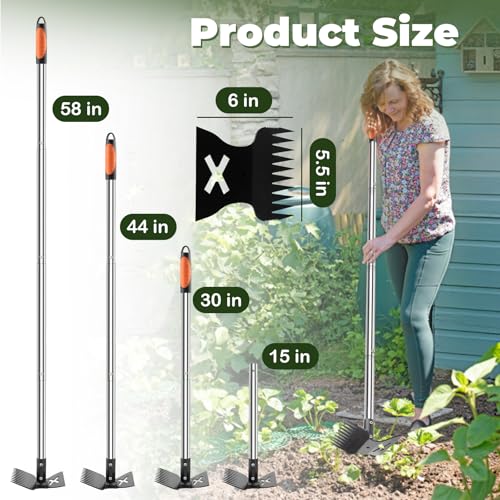 NICOFPHY Larger Weed Puller Tool with Long Handle for Garden, Yard and Lawn