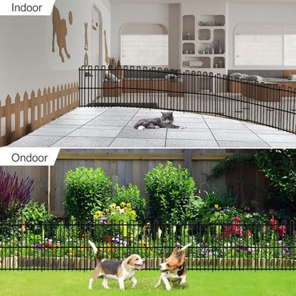 25 Panels No Dig Animal Barrier Fence, 32in(H) x 49ft(L) Garden Edging Border Fencing, Rustproof Metal Stakes Decorative Garden Fence, Dog Digging Defense Fencing Barrier for Outdoor, Yard, Patio - size: 25 Panels, 32in(H) x 49ft(L)