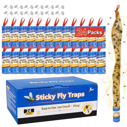 24 Pack Fly Strips Indoor Hanging Fruit Fly Trap Outdoor Sticky - size: 24 pack