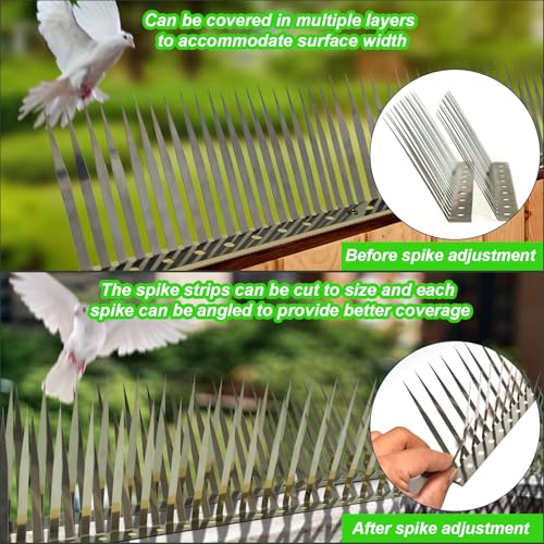 Bird Spikes, Squirrel Spikes and Squirrel Baffles Keep Raccoons, Cats and Snakes Away from Gardens, Fences and Climbing Bird Feeder Poles. (80 inches) - size: 80 inches