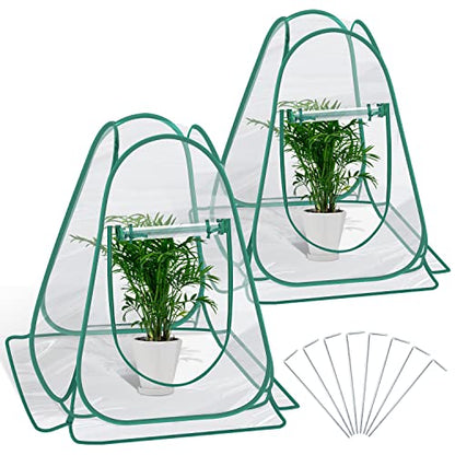 Pop Up Greenhouse Cover, Mini Greenhouse PVC Gardening Plant 2-Pack, Portable Small Green House for Indoor Outdoor, Sunshine Room Backyard Flow - style: 2 Pack