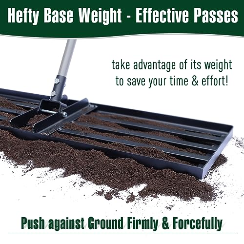 Jardineer 45 Inch Heavy Duty Lawn Leveling Rake, 72 Inch Long Handle Yard Leveler for Grass Soil, Ground Dirt Leveler Tool for Lawn, Garden, Golf Course Maintenance - style: 45inch Lawn Leveling Rake with 72 Inches Long Handle