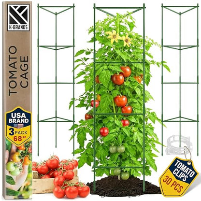 3 Pack 68" Tomato Cages for Garden - Large Tomato Plant Support Trellis - size: 3 pack, 68 Inches