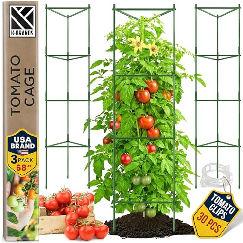 3 Pack 68" Tomato Cages for Garden - Large Tomato Plant Support Trellis - size: 3 pack, 68 Inches