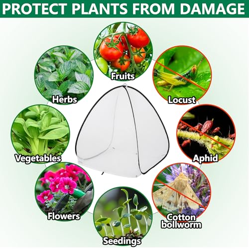 2Pcs Pop Up Insect Barrier Plant Cover Tent,Plant Protectors Mesh Enclosure - color: 30 X 28 X 28 Inch