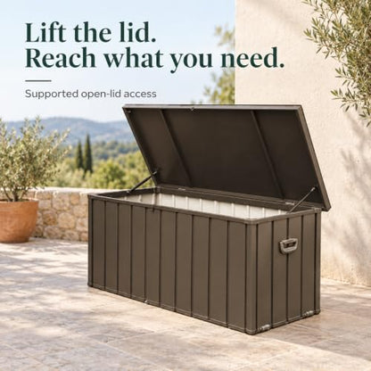 Waterproof Outdoor Storage Box, 100 Gallon Lockable Baúl - color: Dark Brown-B