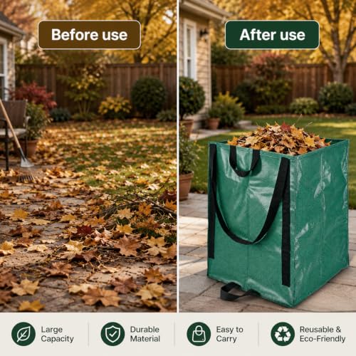 2Pack 48-Gallon Reusable Yard Waste Bags,Leaf Collector Bags with Handles