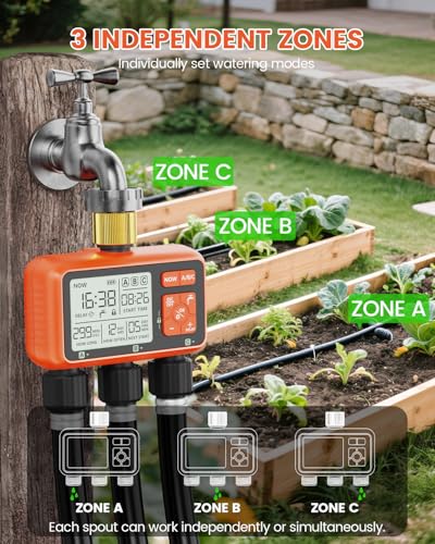 Sprinkler Timer 3 Zone with Brass Inlet Water Timer for Garden - size: 3 Outlet