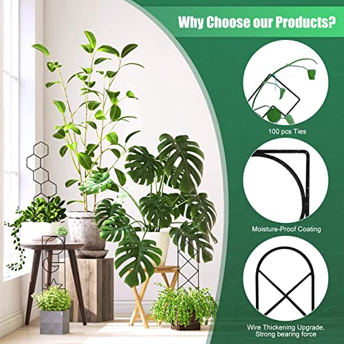 Wellsign 15.94Inch Plant Trellis for Climbing Plants Indoor Outdoor - size: Black-Metal-Trellis02