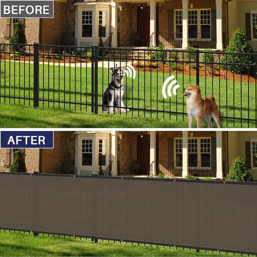 Windscreen4less Privacy Fence Screen Heavy Duty Windscreen Fencing Mesh Fabric Shade Net Cover with Brass Grommtes for Outdoor Wall Garden Yard Pool Deck, 8'x3' Brown - color: Brown, size: 8' x 3'