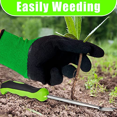 Honoson 2 Pcs Weed Puller Tool Set with Gloves V Shaped Forks Metal Base