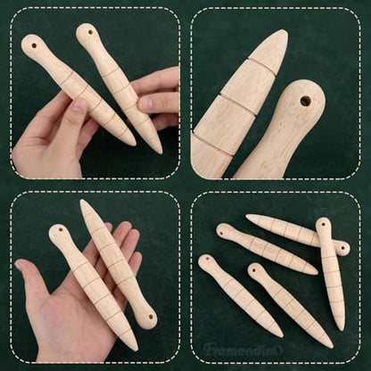 Framendino, 5 Pack Wooden Plant Dibber Wood Garden Sow Seedling Gardeners Planting Tools Dibble for Seed Plants