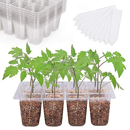 Bonviee 12-Pack Seed Starter Trays, 12-Cell Insert Trays, Clear - color: Clear, size: 12 Packs (144 Cells)