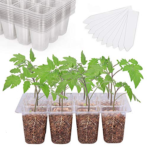 Bonviee 12-Pack Seed Starter Trays, 12-Cell Insert Trays, Clear - color: Clear, size: 12 Packs (144 Cells)