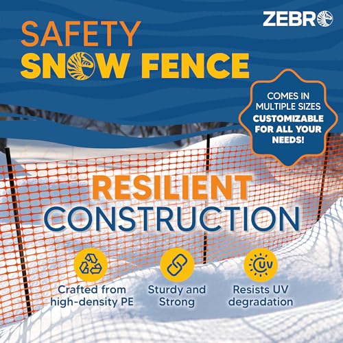 ZEBRO 4' x 100' Orange Plastic Garden Fence Roll – Standard Duty Safety Netting for Snow, Poultry, Deer, Dogs – Reusable Outdoor Barrier for Yard, Landscaping, Animal Protection - color: Orange, size: Standard-Duty 4' x 100'