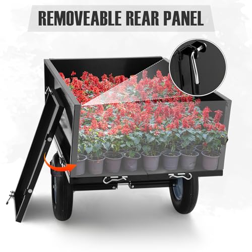 Takywep 500Lbs 11 Cu.ft. ATV UTV Dump Garden Trailer Tow Behind Dump Cart