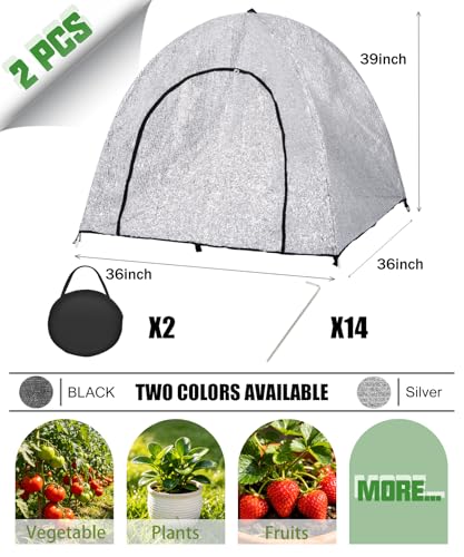 2-Pack Silver Aluminum Pop Up Plant Shade Tent, 36x36x39 Inch 80% Shading - color: Silver, size: 36 x 36 x 39 Inch
