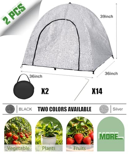 2-Pack Silver Aluminum Pop Up Plant Shade Tent, 36x36x39 Inch 80% Shading - color: Silver, size: 36 x 36 x 39 Inch