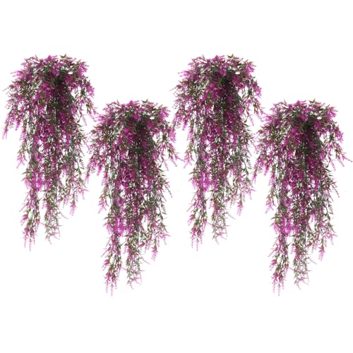 RECUTMS 4Pcs Artificial Lavender Hanging Plants for Outdoors(Purple red) - color: Fuchsia