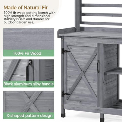 Yaheetech Outdoor Potting Bench with Storage, Planting Table for Patio,Gray - color: Gray
