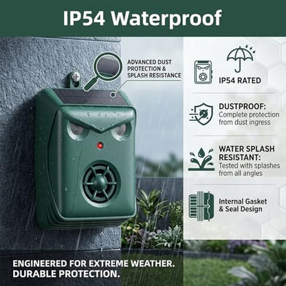 Solar Bird Repellent Devices with Motion Sensor for Outdoor Use, 2 Pack