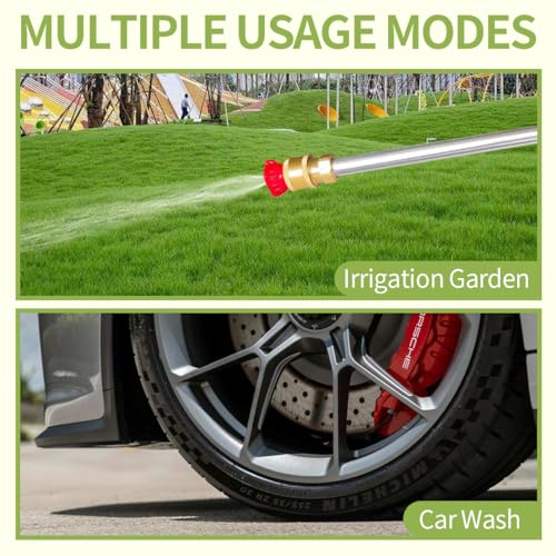 High Pressure Hose Nozzle for Garden Hose,Leak-Free Jet Wand with 5 Nozzles - color: Black