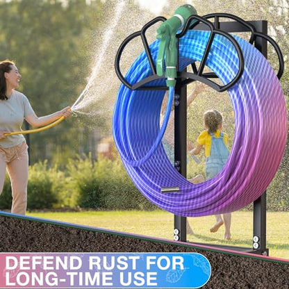 Qatsrin Garden Hose Holder Holds 160ft, Rustproof Water Hose Storage, Black - color: Black