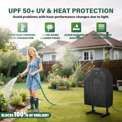 Garden Hose Holder Cover , Extends Hose & Hose Holder Lifespan,Weatherproof Protection Against Rain, Sun & Snow – Universal Fit for Hose Hangers (Black Cover Only) - color: Black - Hose Holder Cover, size: 0-200FT