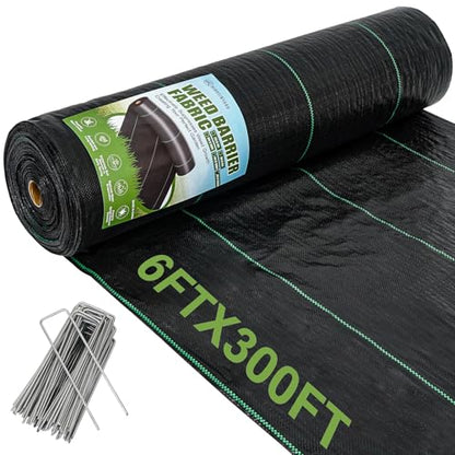 6ftx300ft Weed Barrier Landscape Fabric, 3.2oz Heavy Duty - size: 6ft x 300ft