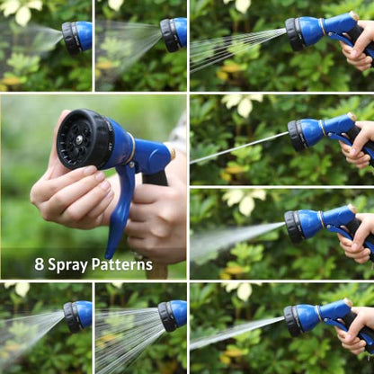 HOSUN Garden Hose Sprayer Nozzle 100% Heavy Duty Metal, Water Hose Nozzle with 8 Different Spray Patterns, High Pressure Hose Spray Nozzle for Watering Plant & Lawn, Washing Car & Pet Blue