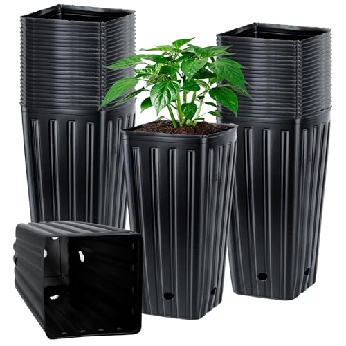 50PCS Tree Pots - 7.9" H x 3.9" W Tall Nursery Pots for Plants Indoor or Outdoor Gardening, Tall Planters with Drainage Holes - size: 7.9" H x 3.9" W