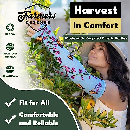 FARMER'S DEFENSE Gardening Arm Sleeves|UV Cooling Protective Sleeve Women & Men|Anti-Scratch Cover Sun UPF Outdoor Protection - Garden Flowers- L/XL - color: Garden Flowers, size: Large/Extra Large