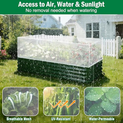 2 Pack Garden Netting for Raised Beds, 4.8X2.2FT Drawstring Plant Covers - size: 2PCS-Drawstring