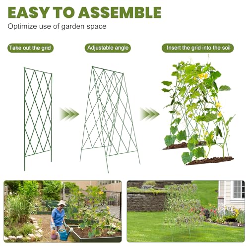 Cucumber Trellis 2 Pack,Foldable A-Frame Garden Trellis - color: Green, size: 39.4" H