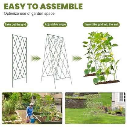 Cucumber Trellis 2 Pack,Foldable A-Frame Garden Trellis - color: Green, size: 39.4" H