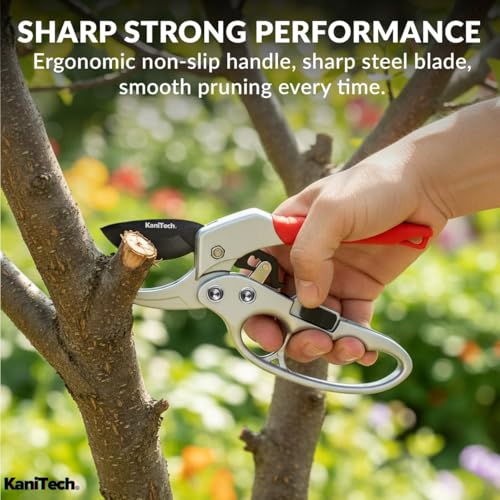 Pruning Shears for Gardening with Gloves - Heavy Duty Garden Shears, Aluminum Hand Pruners with TPR Grip Handle, 8 inch 3.55mm Thick Blade - for Branches, Flowers & Plants (Red) - style: Red