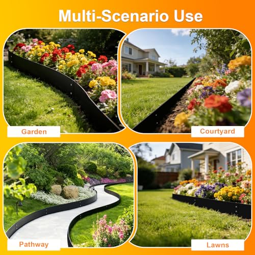 20ft. 40" L × 8" H Metal Landscape Edging, 6 Pack Garden Border - size: 8 Inch
