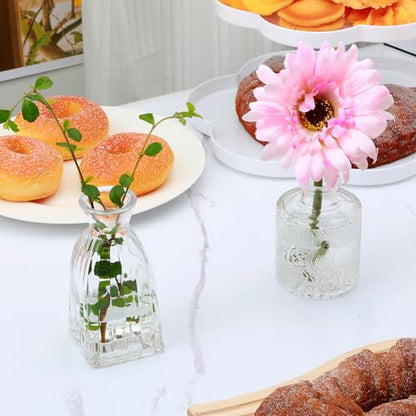 Glass Bud Vases Set of 4, Small Flower Vases for Wedding Centerpiece - color: Clear