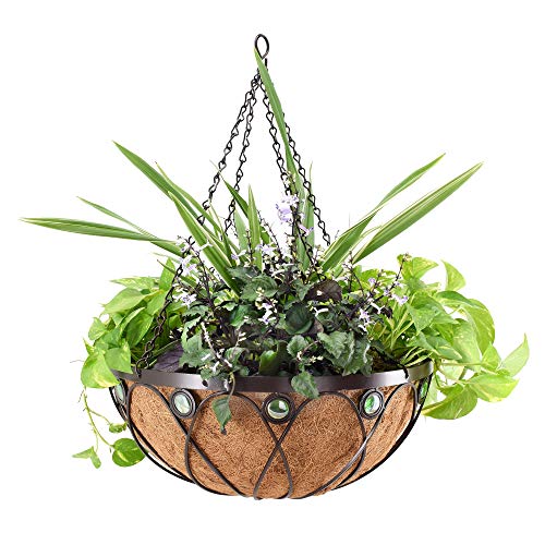Arcadia Garden Products Emerald Series Round Hanging Basket Planters, 20-Inch Metal Copper Accent CB03 - size: 20", style: Round Hanging Basket