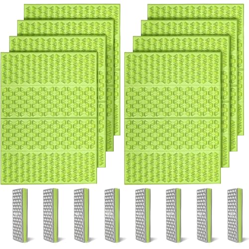 FOCHIER F Stadium Seat Pad, Foam Sitting Pad Mat, Diamond Foldable Camping Seat Cushion for Bleachers, Outdoor Hiking, Backpacking, Picnic, Fishing, Concert,Mountaineering - color: Green 8pc