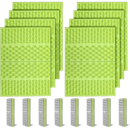 FOCHIER F Stadium Seat Pad, Foam Sitting Pad Mat, Diamond Foldable Camping Seat Cushion for Bleachers, Outdoor Hiking, Backpacking, Picnic, Fishing, Concert,Mountaineering - color: Green 8pc
