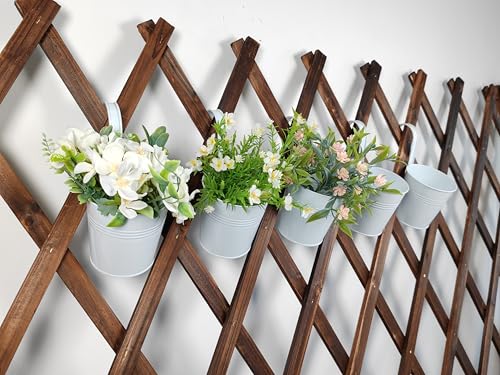 6 Pack Hanging Metal Railing Planters 6" with Detachable Hooks, White - color: White, size: 5.9"- 6 Pack