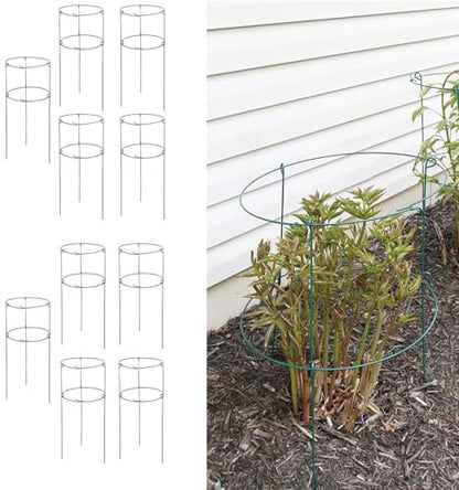 MTB Supply 10 Pack 36" x 18" Peony Double Ring Plant Support,Plant Support Stakes for Tomatoes Peony Lily Rose Plant Support Rings Peony Cages for Outdoor Plants Flowers Vegetables - size: Double ring 10pack