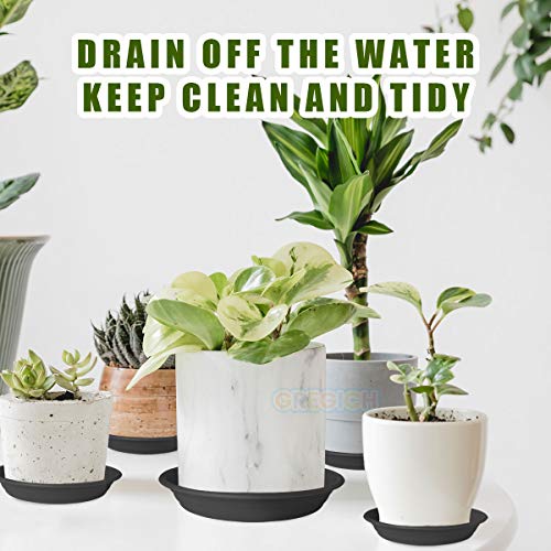 6 Pcs Plastic Plant Saucer 12 inch Plant Trays for Pots Up to 10.4" at Base - color: Ash Black, size: 12.8" (10.4" at Base) - 6 Pcs