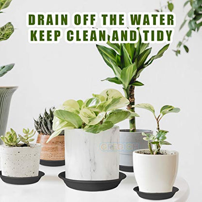6 Pcs Plastic Plant Saucer 12 inch Plant Trays for Pots Up to 10.4" at Base - color: Ash Black, size: 12.8" (10.4" at Base) - 6 Pcs