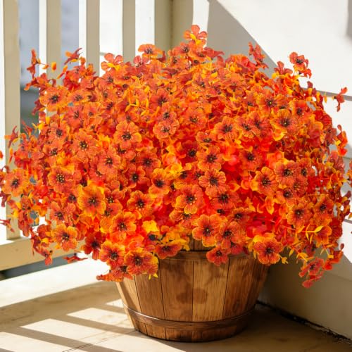 20 Bundles Fall Artificial Mums UV Resistant Outdoor Porch Harvest Decor - color: Fall Orange