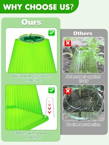 20 Pack Garden Cloches for Plants with 40 Ground Stakes and Rotary Vent - color: Green