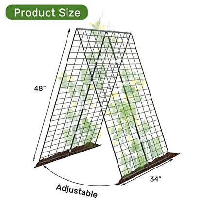 AGTEK 34" x 48" Foldable Metal Cucumber Trellis， for Climbing Plants, Cucumber, Vegetable, Flowers - size: 34"W x 48"H