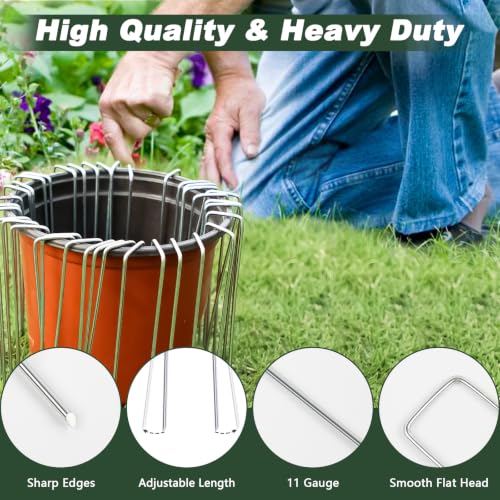 FEED GARDEN 6 Inch 25 Pack Galvanized Landscape Staples 11 Gauge Anti-Rust Garden Stakes SOD Pins Yard Stakes - size: 6 Inch