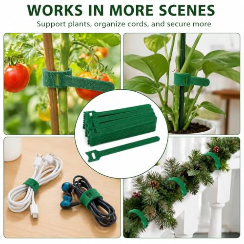 50PCS Garden Plant Ties with Hook & Loop - Reusable Adjustable Nylon Straps for Vines, Tomatoes, Stems, and Plant Support, Secure Non-Slip Fastening Clips - size: 50PCS